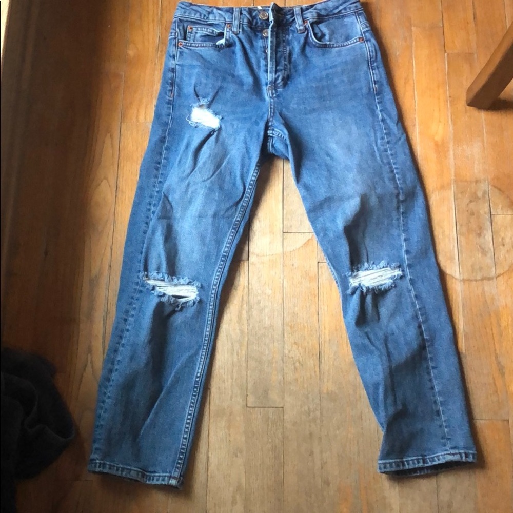 Topshop distressed mom jeans
